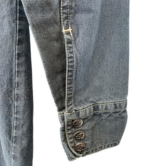 Calvin Klein Jeans Shirtdress Womens 6 Blue Snap Buttons Y2K Vintage Denim - Picture 6 of 8